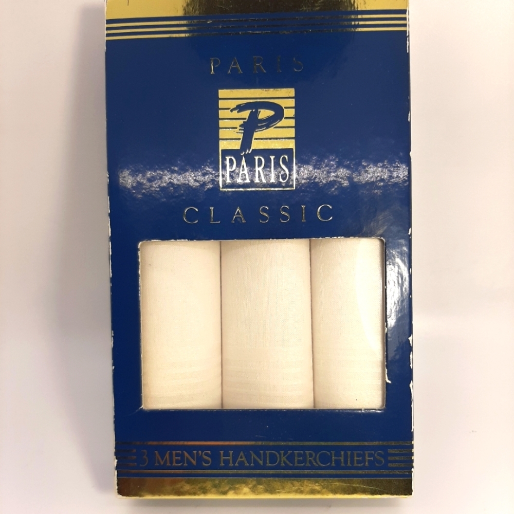 NWT Vintage Paris Classic 3 Men's Handkerchiefs in Box